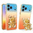 SINGIUZOO for iPhone 18 Pro Max / 17 Pro Max Case Glitter Bear Kickstand Electroplated Gradient Color PC + TPU Phone Cover - Orange - 1