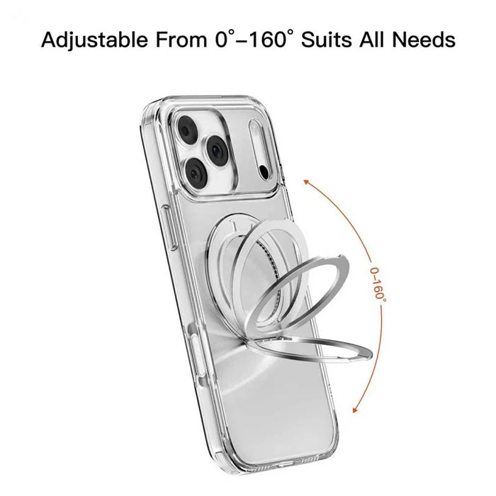 MUTURAL for iPhone 18 Pro / 17 Pro Case with Magnetic Rotatable Kickstand PC + TPU Clear Phone Cover - Transparent - 4