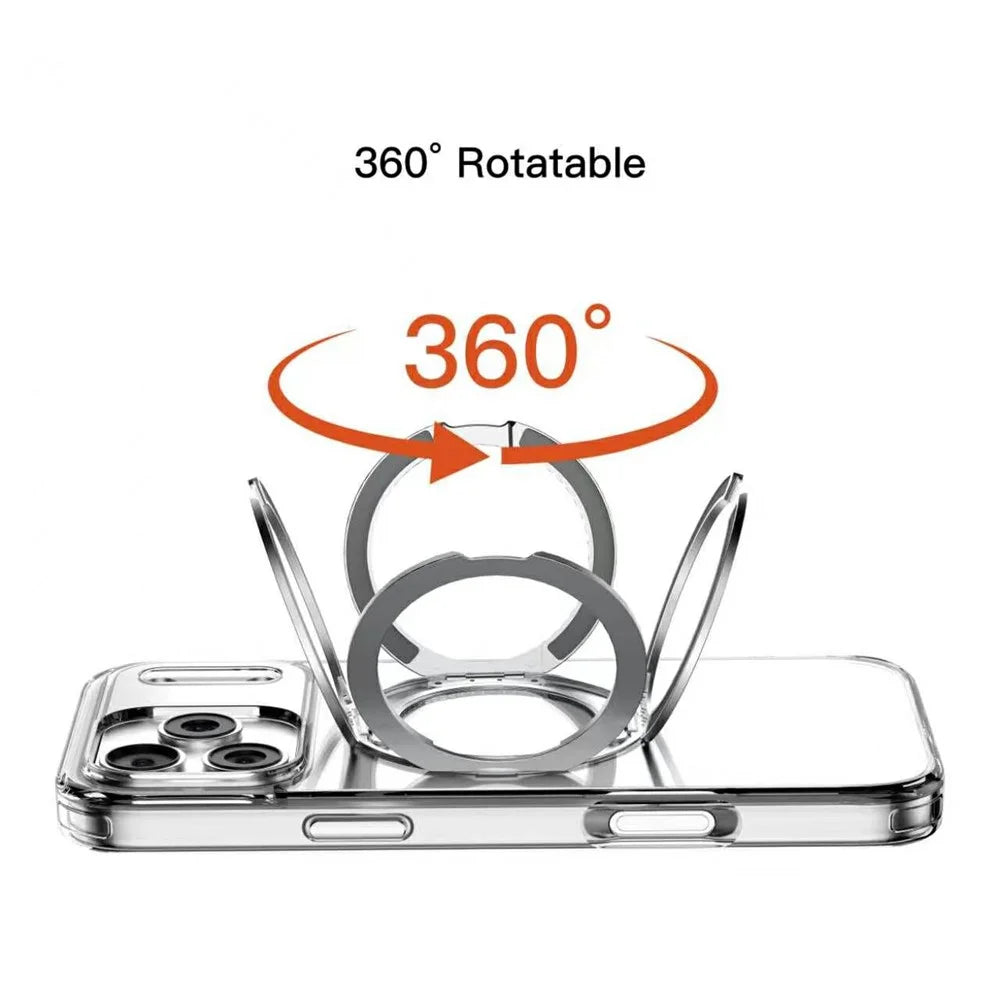 MUTURAL for iPhone 18 Pro / 17 Pro Case with Magnetic Rotatable Kickstand PC + TPU Clear Phone Cover - Transparent - 5