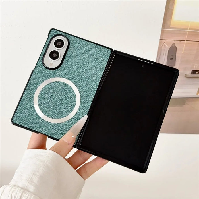 For Samsung Galaxy Z Fold8 Magnetic Case Drop-Proof PC + Cloth Back Phone Cover - Green - 3