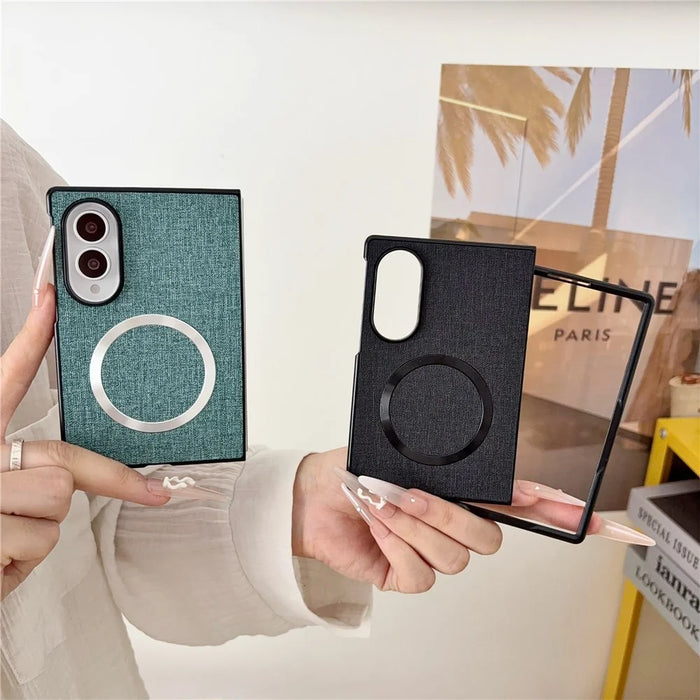 For Samsung Galaxy Z Fold8 Magnetic Case Drop-Proof PC + Cloth Back Phone Cover - Green - 4