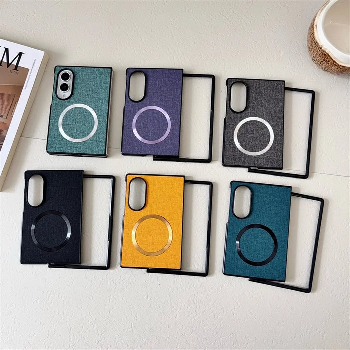 For Samsung Galaxy Z Fold8 Magnetic Case Drop-Proof PC + Cloth Back Phone Cover - Green - 6