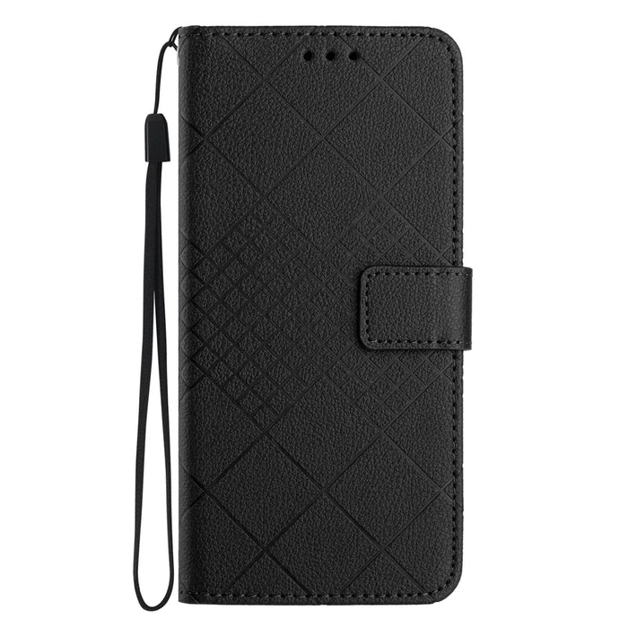 For Samsung Galaxy S26+ Case Wallet Imprint PU Leather Flip Folio Phone Cover - Black - 2