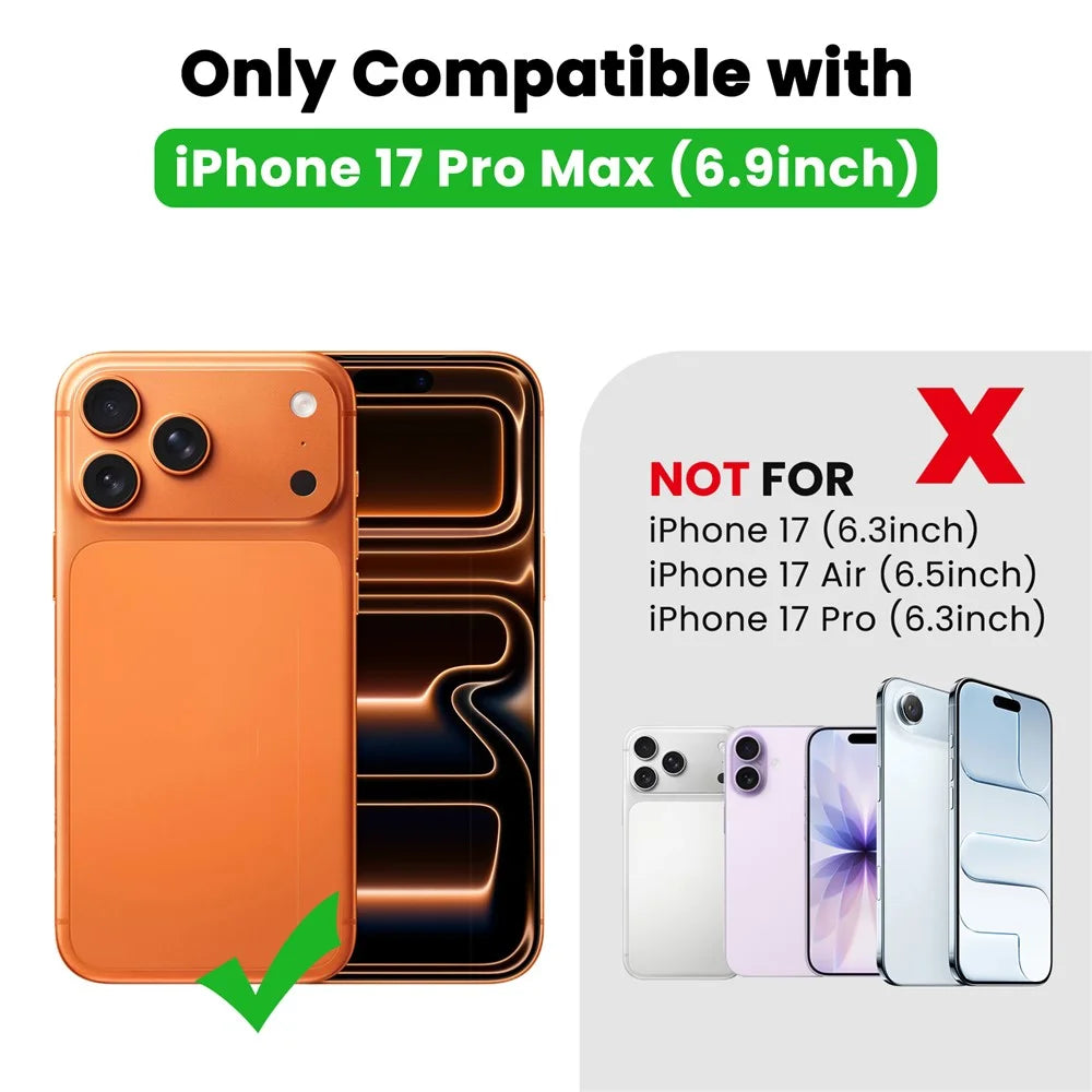 DELIDIGI WE24 for iPhone 17 Pro Magnetic Case with Card Slots Zipper Pocket Leather Phone Back Cover - Black - 2