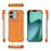 For iPhone 17 Magnetic Case Lens Frame Kickstand Matte PC Frameless Phone Cover - Orange - 6