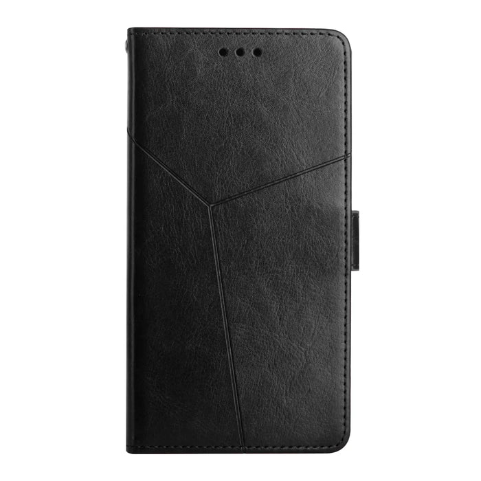 For Samsung Galaxy A27 5G Case Y Shaped Lines Imprint Leather Phone Cover - Black - 3