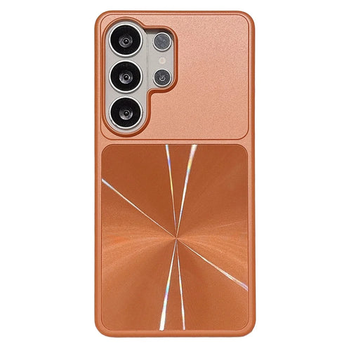 For Samsung Galaxy S25 Ultra Case Large Camera Cutout Aurora CD Pattern PC + TPU Phone Cover - Orange - 1