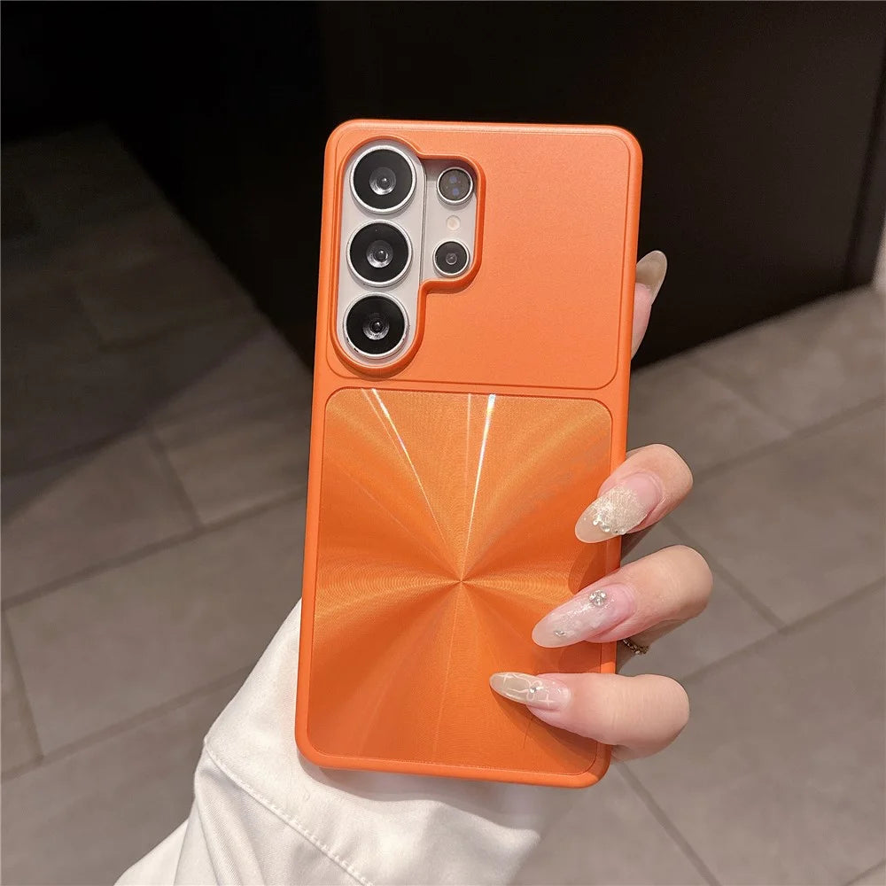 For Samsung Galaxy S25 Ultra Case Large Camera Cutout Aurora CD Pattern PC + TPU Phone Cover - Orange - 3