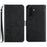 For Samsung Galaxy S26 FE Case with Wrist Strap Butterfly Flower Imprinted Leather Phone Cover - Black - 1