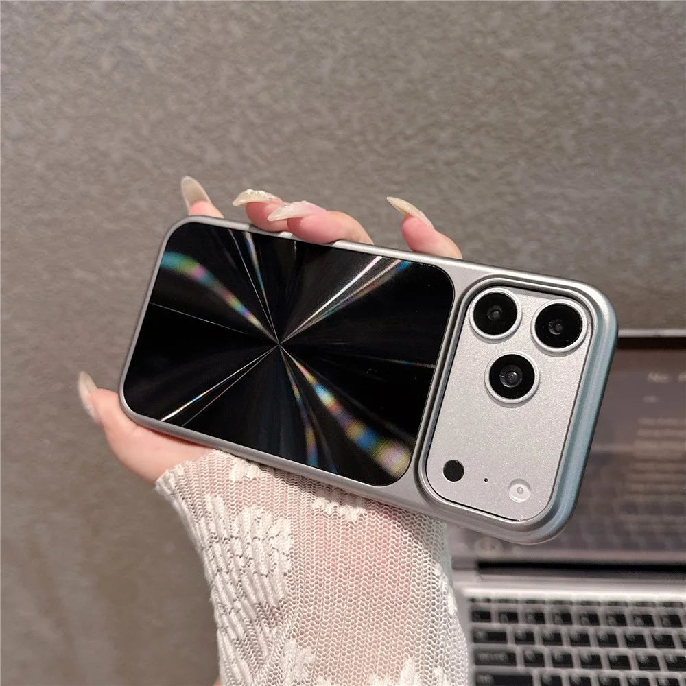 For iPhone 17 Pro Max Case Large Camera Cutout Aurora CD Pattern PC + TPU Phone Cover - Black - 2