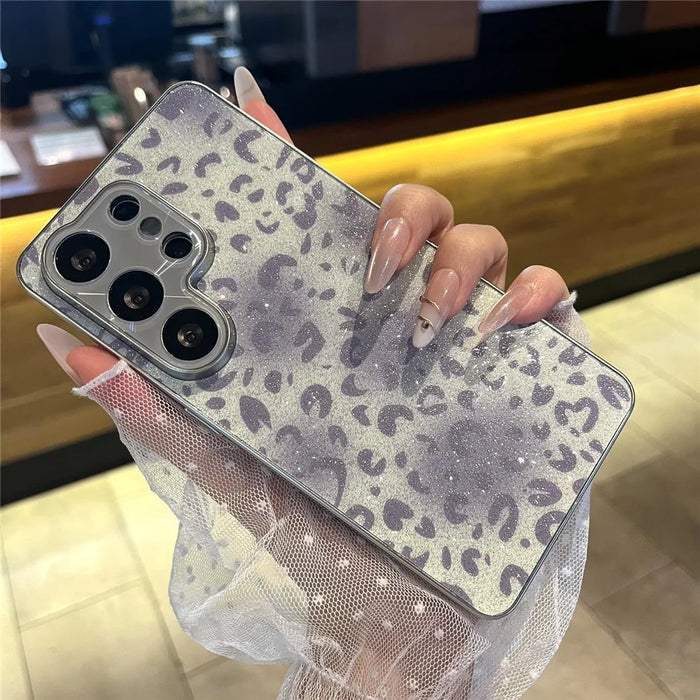 For Samsung Galaxy S25 Ultra Case Aurora Gradient Leopard Print PC + TPU Phone Cover - Grey - 1
