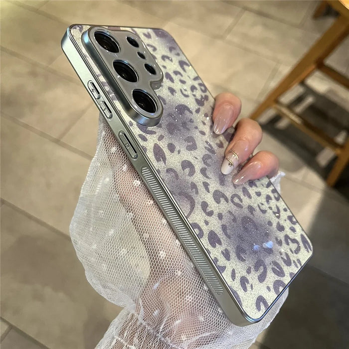 For Samsung Galaxy S25 Ultra Case Aurora Gradient Leopard Print PC + TPU Phone Cover - Grey - 3