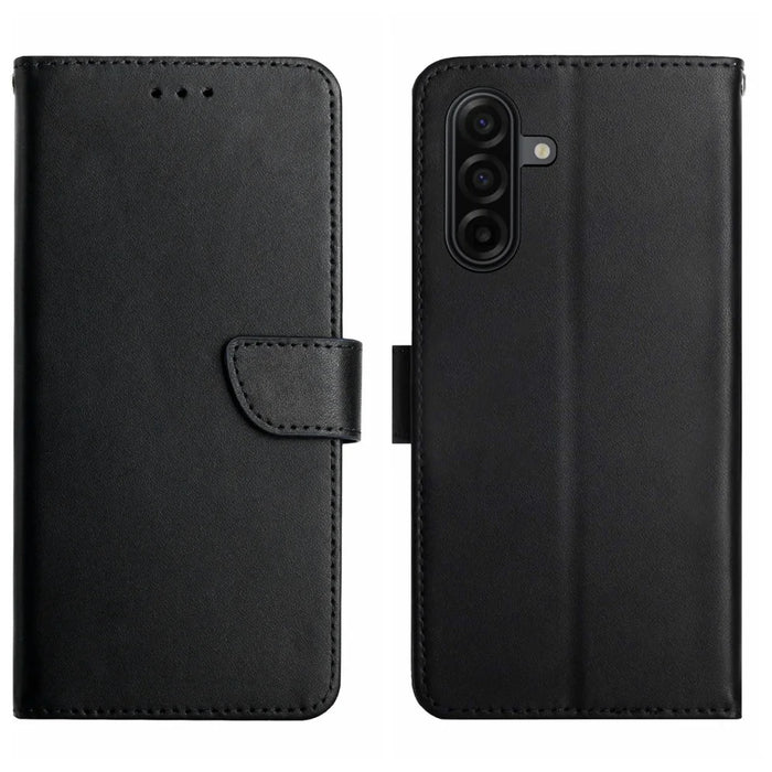 For Samsung Galaxy S26+ Case Genuine Cow Leather Phone Cover Nappa Texture - Black - 1