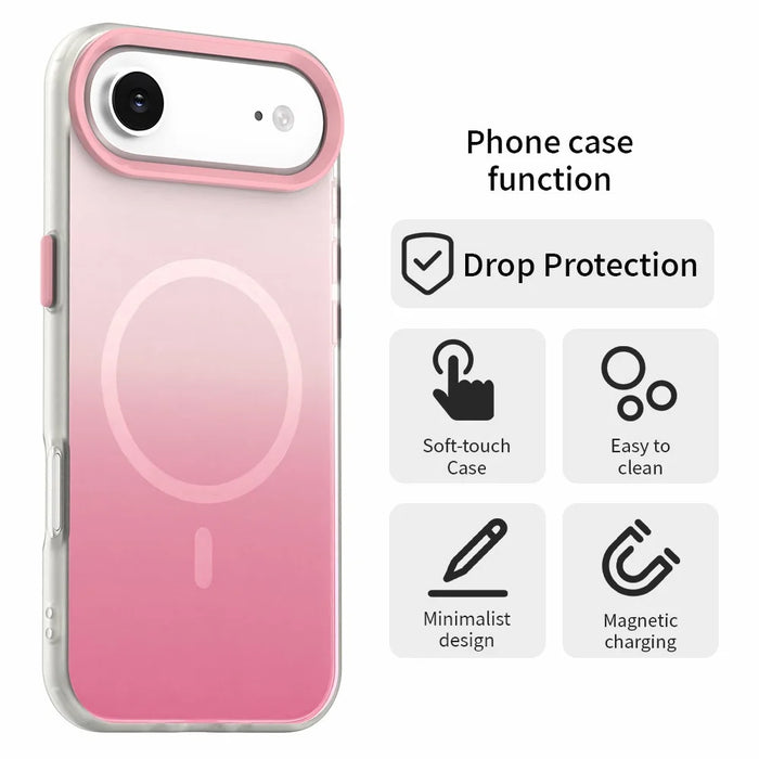 For iPhone Air Magnetic Case Gradient TPU + PET + PC IMD Shockproof Phone Cover - Pink - 2