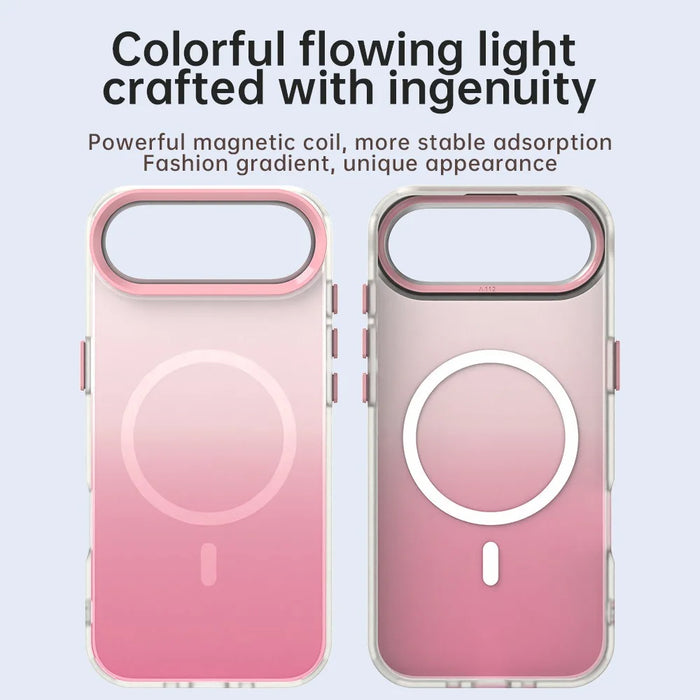 For iPhone Air Magnetic Case Gradient TPU + PET + PC IMD Shockproof Phone Cover - Pink - 4
