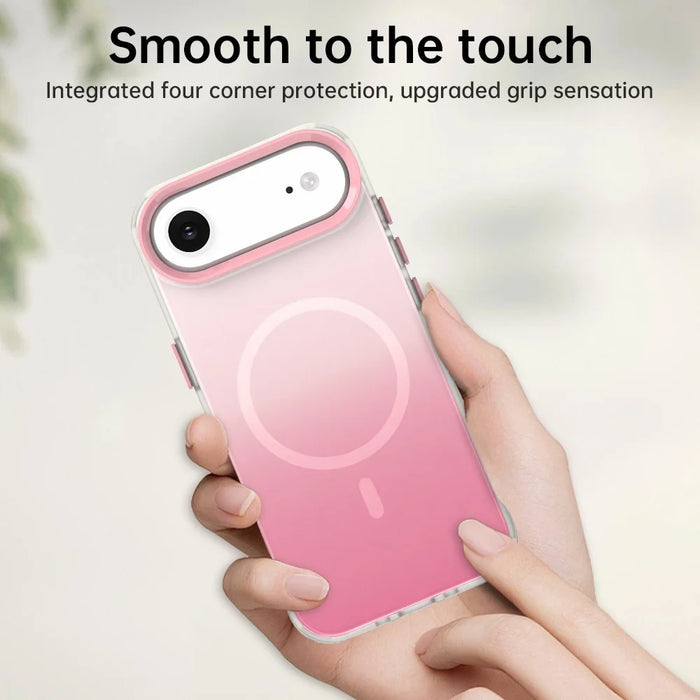 For iPhone Air Magnetic Case Gradient TPU + PET + PC IMD Shockproof Phone Cover - Pink - 6