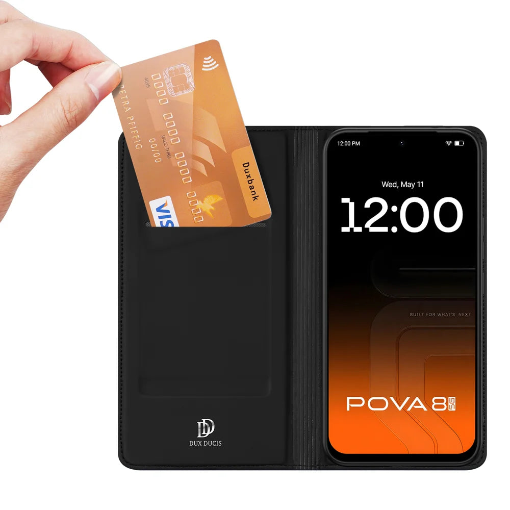 DUX DUCIS for TECNO Pova 8 5G Skin Pro Series Case Leather Stand Cover Card Holder - Black - 2