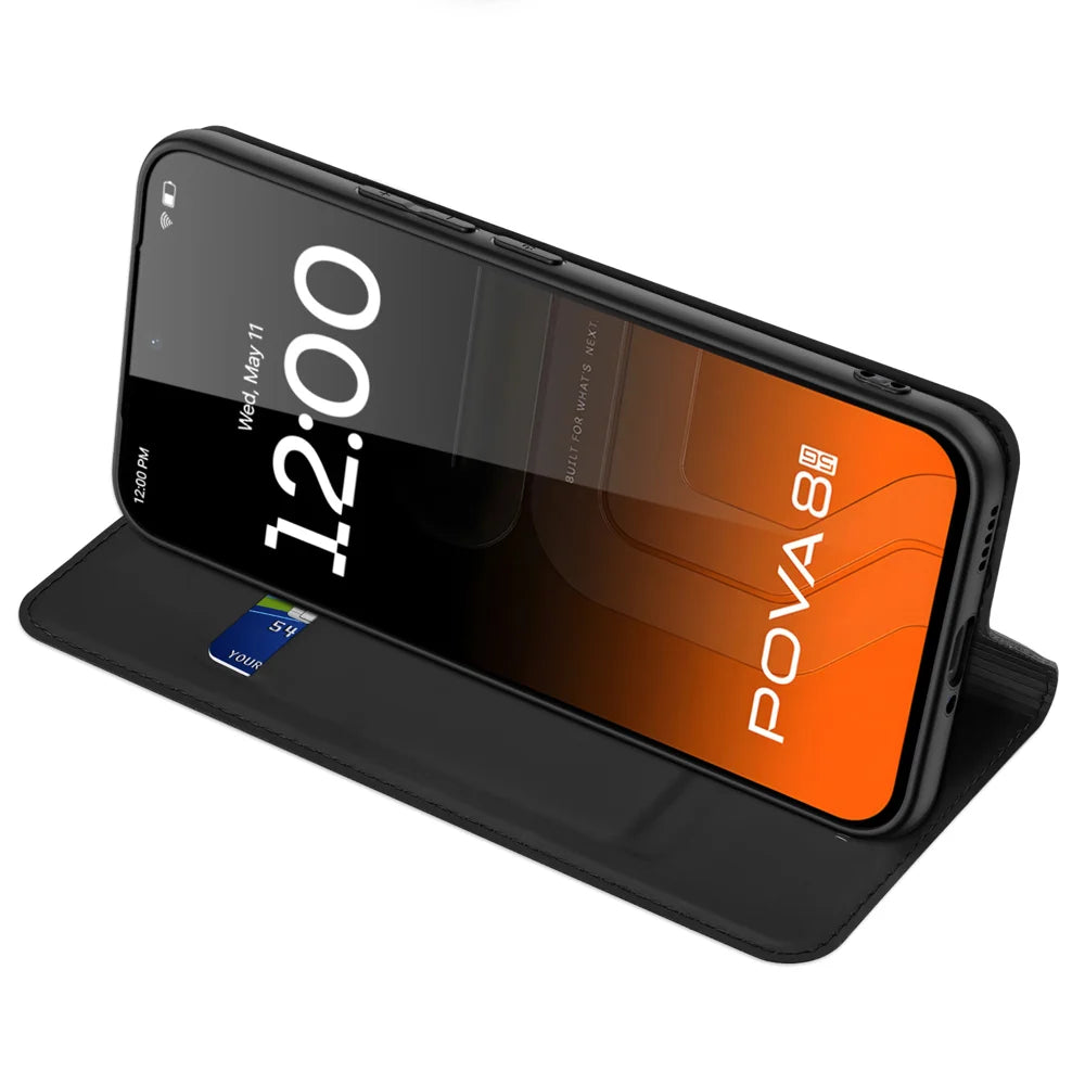 DUX DUCIS for TECNO Pova 8 5G Skin Pro Series Case Leather Stand Cover Card Holder - Black - 5
