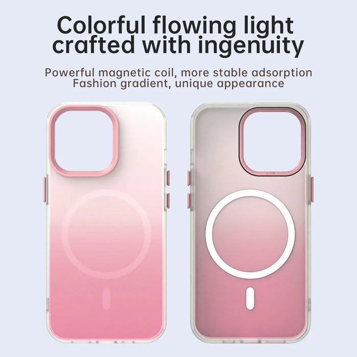 For iPhone 13 Pro Max Magnetic Case Gradient TPU + PET + PC IMD Shockproof Phone Cover - Pink - 4