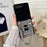 For Samsung Galaxy Z Flip7 5G Case Bear Charm PU Leather + PC Phone Cover with Wrist Strap  - Houndstooth - 3