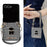 For Samsung Galaxy Z Flip8 Case Bear Charm PU Leather + PC Phone Cover with Wrist Strap - Houndstooth - 2