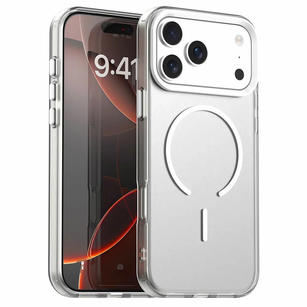For iPhone 18 Pro Max / 17 Pro Max Magnetic Case Shock-absorbing Air Protection PC + TPU Phone Cover - White - 1