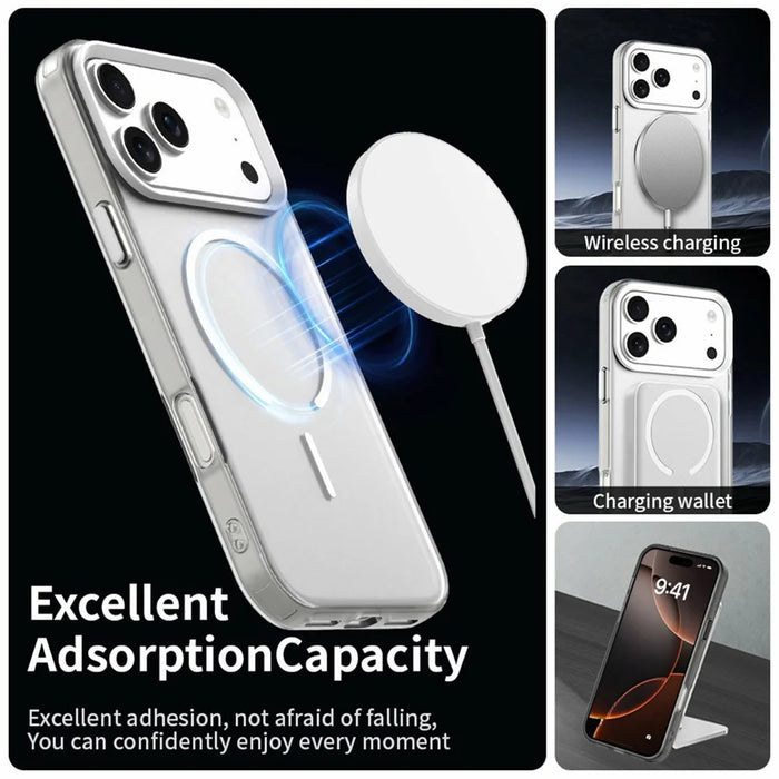 For iPhone 18 Pro Max / 17 Pro Max Magnetic Case Shock-absorbing Air Protection PC + TPU Phone Cover - White - 2