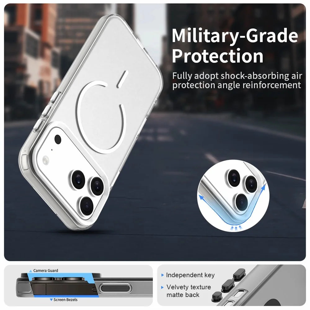 For iPhone 18 Pro / 17 Pro Magnetic Case Shock-absorbing Air Protection PC + TPU Phone Cover - White - 7