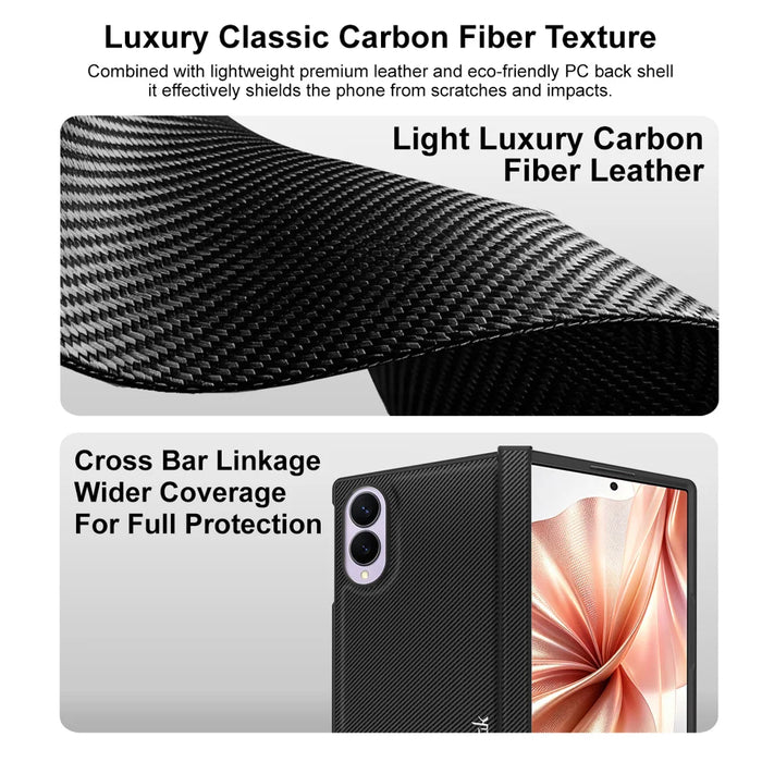 IMAK for Samsung Galaxy Z Fold8 Ruiyi Series Case Carbon Fiber Texture Leather + PC Phone Cover - As Shown - 4