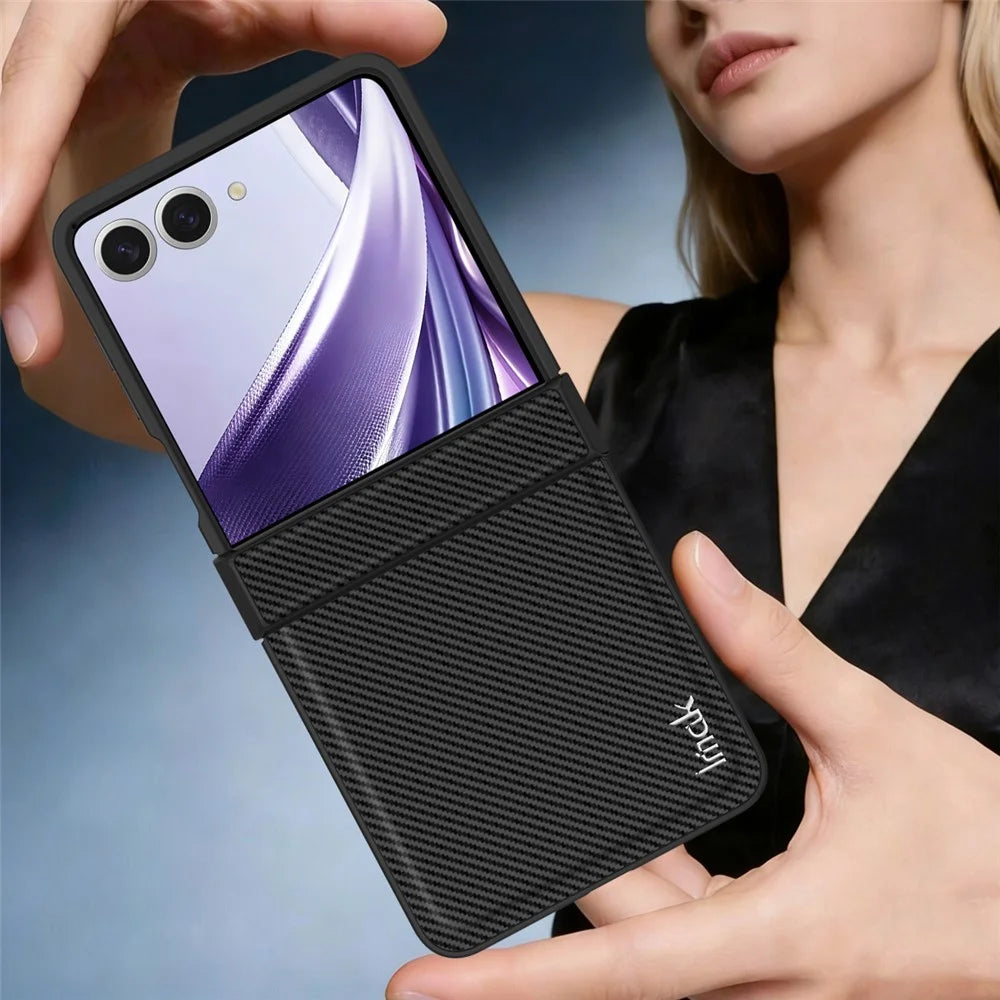 IMAK Ruiyi Series for Samsung Galaxy Z Flip8 Case Carbon Fiber Texture Leather + PC Phone Cover - 2