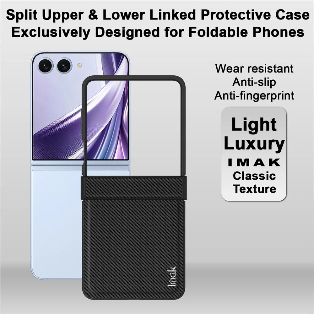 IMAK Ruiyi Series for Samsung Galaxy Z Flip8 Case Carbon Fiber Texture Leather + PC Phone Cover - 3