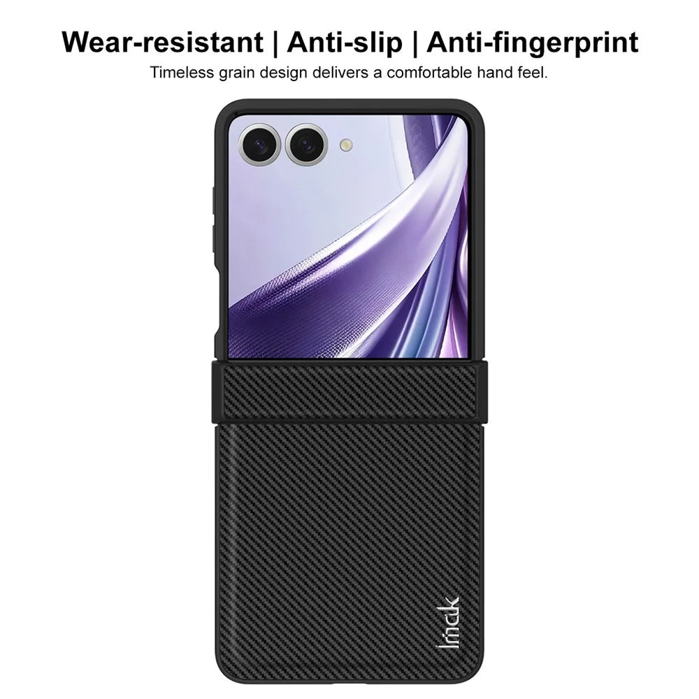IMAK Ruiyi Series for Samsung Galaxy Z Flip8 Case Carbon Fiber Texture Leather + PC Phone Cover - 5