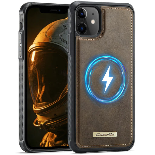 CASEME for iPhone 11 C69 Series Magnetic Case Leather Coated TPU Phone Cover - Coffee - 1