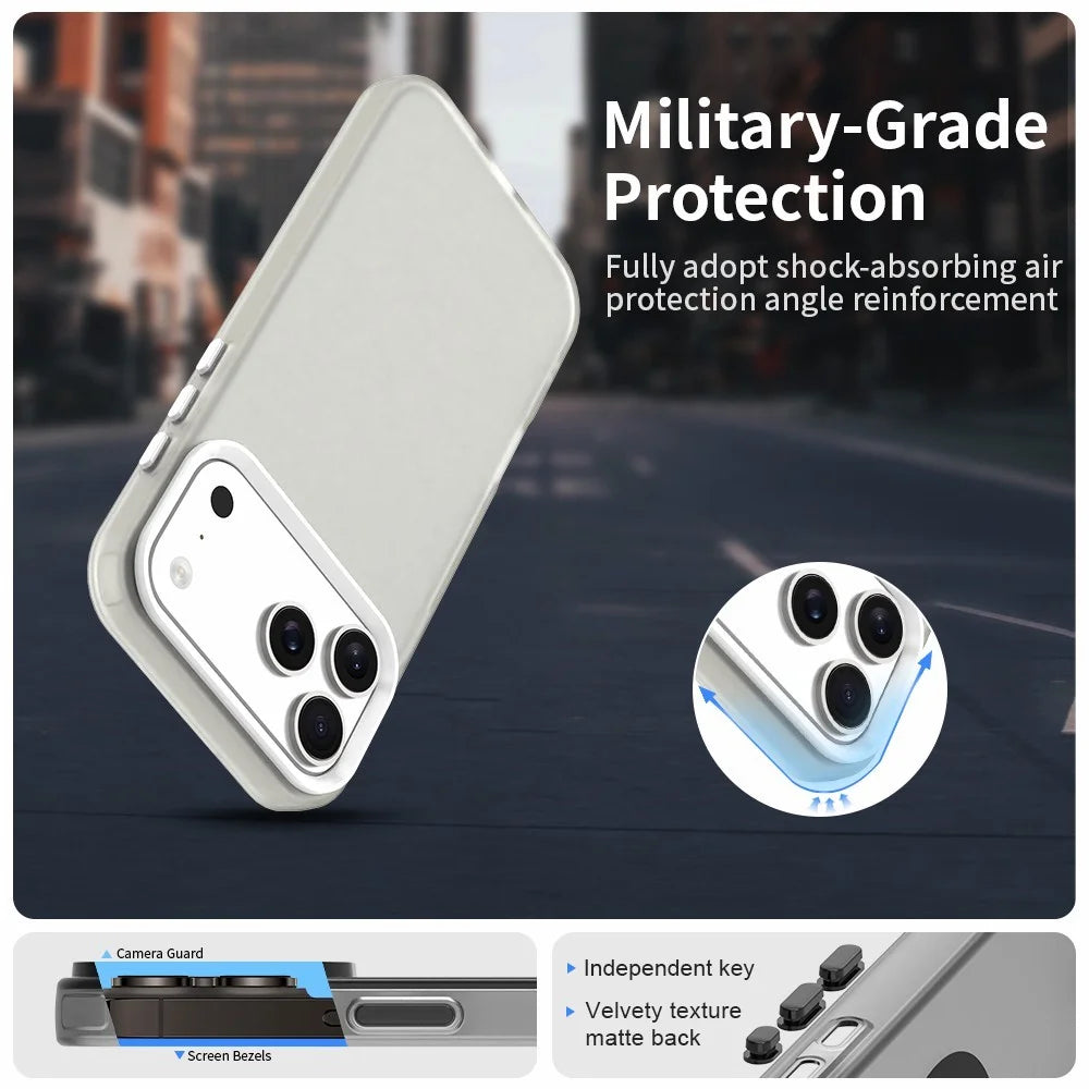 For iPhone 18 Pro Max / 17 Pro Max Case PC + TPU + PET Matte Anti-Drop Phone Back Cover - White - 7