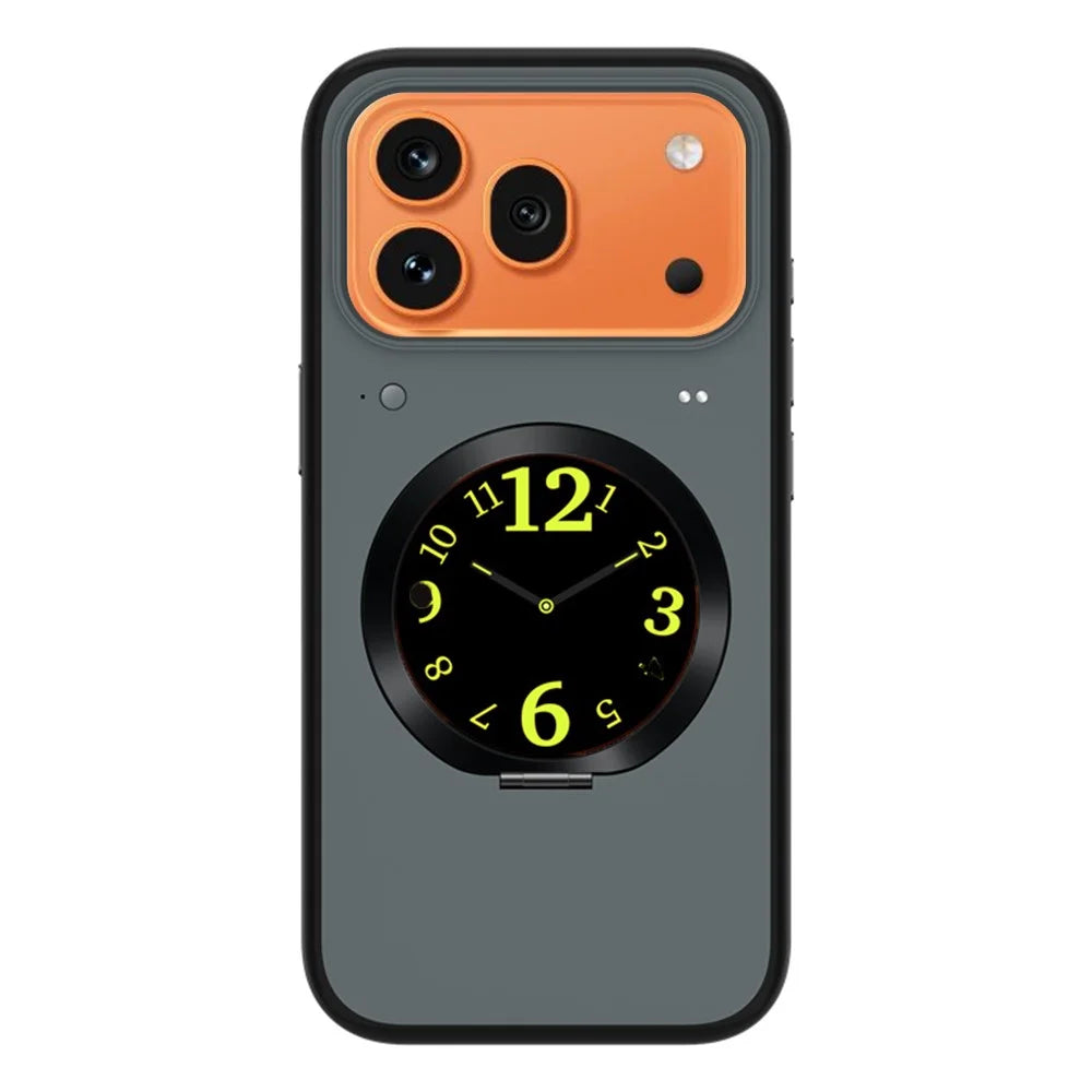 For iPhone 17 Pro Smart Window Case with Circular Screen Magnetic Kickstand PC + TPU Multi-Functional Phone Cover - Black - 1