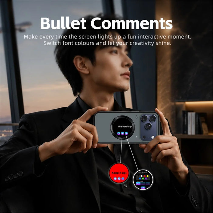 For iPhone 17 Pro Smart Window Case with Circular Screen Magnetic Kickstand PC + TPU Multi-Functional Phone Cover - Black - 2