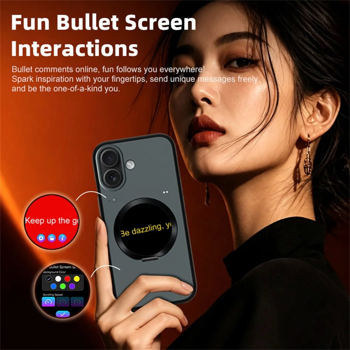 For iPhone 17 Smart Window Case with Circular Screen Magnetic Kickstand PC + TPU Multi-Functional Phone Cover - Black - 4