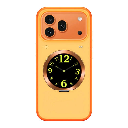 For iPhone 17 Pro Max Magnetic Case 1.52 inch Smart Display Tempered Glass + PC + TPU Phone Cover with Kickstand - Orange - 1