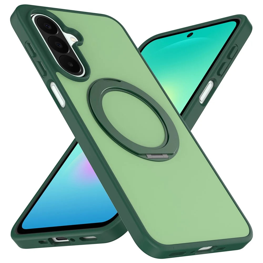 For Samsung Galaxy A26 5G Case with Rotating Magnetic Kickstand PC + TPU Skin-Touch Phone Cover - Green - 2
