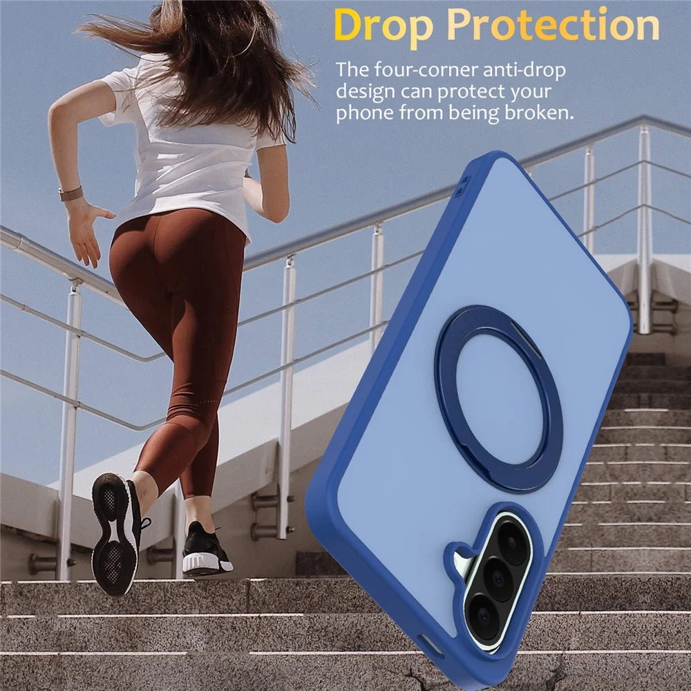 Rotating Magnetic Kickstand Case for Samsung Galaxy A27 5G / A37 5G / A36 5G / A56 5G PC + TPU Skin-Touch Phone Cover - Sapphire - 3