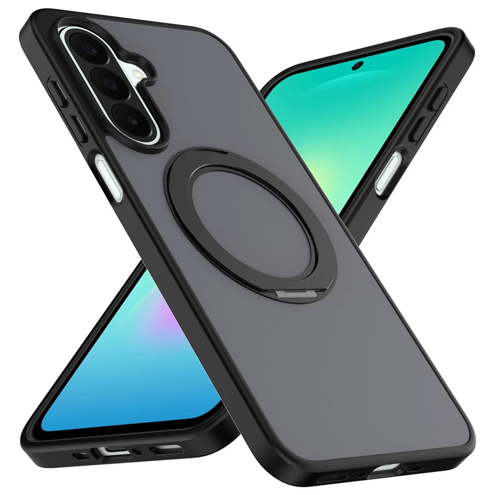 For Samsung Galaxy S25+ / S24+ Case with Rotating Magnetic Kickstand PC + TPU Skin-Touch Phone Cover - Black - 2