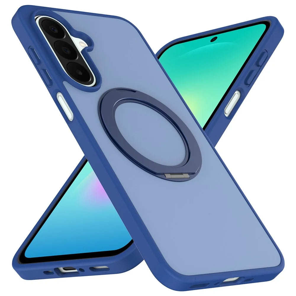 For Samsung Galaxy S26+ Case with Rotating Magnetic Kickstand PC + TPU Skin-Touch Phone Cover - Sapphire - 2