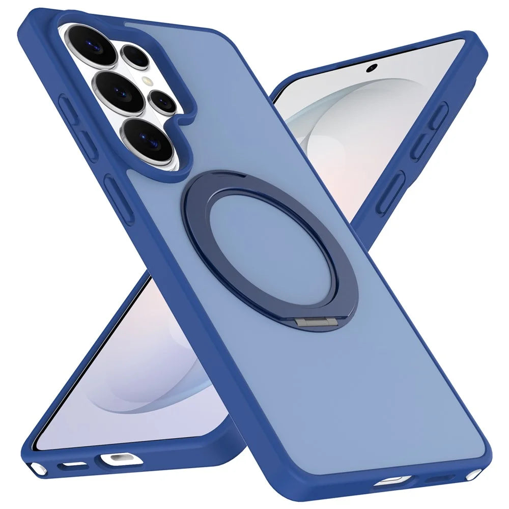 For Samsung Galaxy S26 Ultra Case with Rotating Magnetic Kickstand PC + TPU Skin-Touch Phone Cover - Sapphire - 2