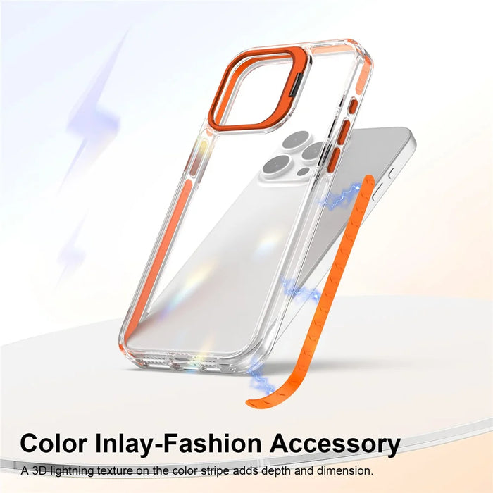 For iPhone 14 Pro Case Metal Camera Kickstand Shockproof Clear PC + TPU Phone Cover - Transparent Orange - 4
