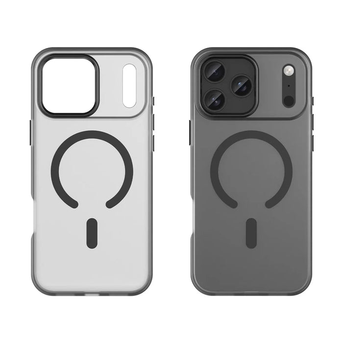 For iPhone 17 Pro  /  18 Pro Magnetic Case TPU + PC Matte Translucent Phone Back Cover - Black - 2