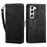 For Samsung Galaxy S23+ Retro Splicing Style Phone Case PU Leather Wallet Stand Drop-proof Cover with Strap - Black - 1