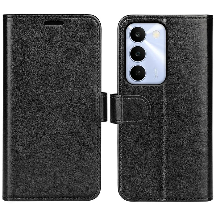 For Realme C100 5G Case Crazy Horse Texture Stand Leather Phone Cover - Black - 1