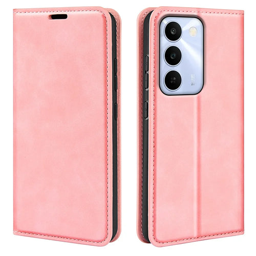 For Realme C100 5G Case Skin Touch Leather Wallet Phone Cover - Pink - 1