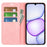 For Realme C100 5G Case Skin Touch Leather Wallet Phone Cover - Pink - 2