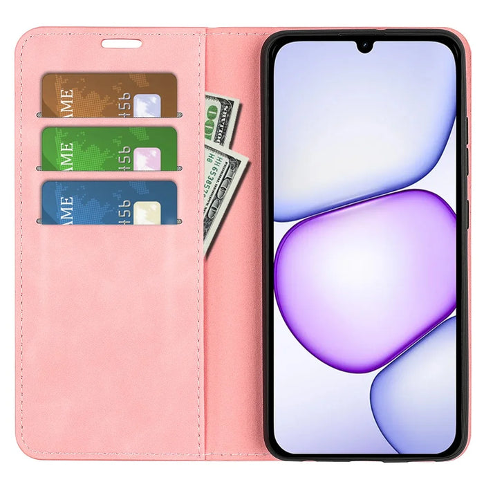 For Realme C100 5G Case Skin Touch Leather Wallet Phone Cover - Pink - 2
